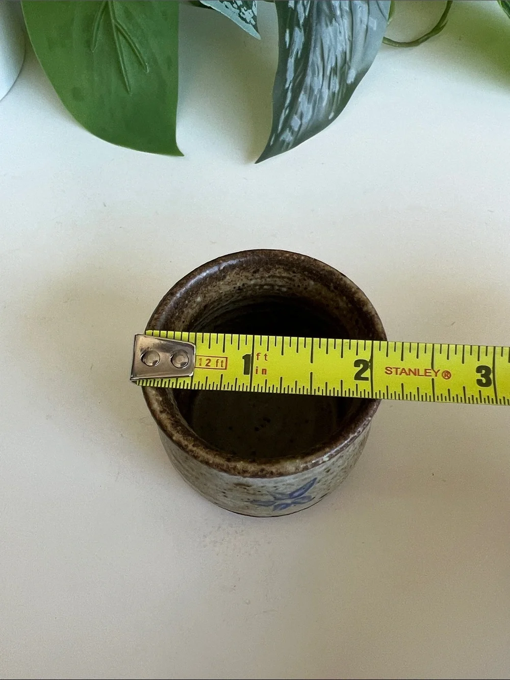 Small Mini Handmade Pottery Vase Match Holder Vintage